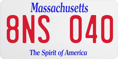 MA license plate 8NS040