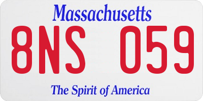 MA license plate 8NS059