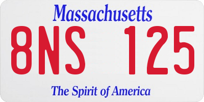 MA license plate 8NS125