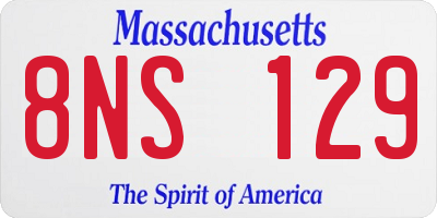 MA license plate 8NS129