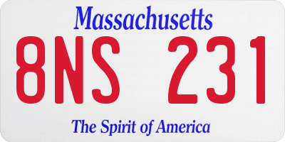 MA license plate 8NS231