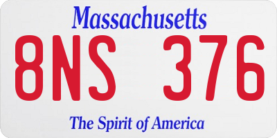 MA license plate 8NS376