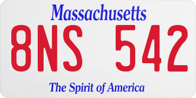MA license plate 8NS542