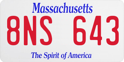 MA license plate 8NS643