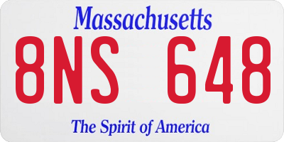 MA license plate 8NS648