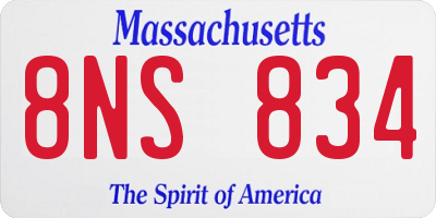 MA license plate 8NS834