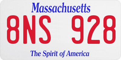 MA license plate 8NS928
