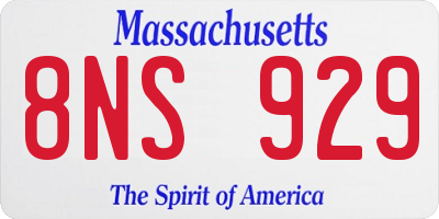 MA license plate 8NS929