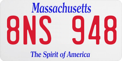MA license plate 8NS948