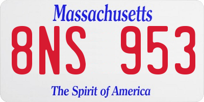 MA license plate 8NS953