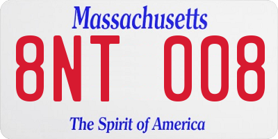 MA license plate 8NT008