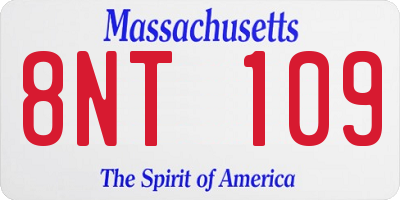 MA license plate 8NT109