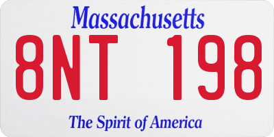 MA license plate 8NT198