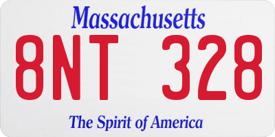 MA license plate 8NT328
