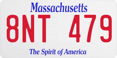 MA license plate 8NT479