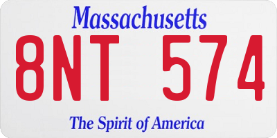 MA license plate 8NT574