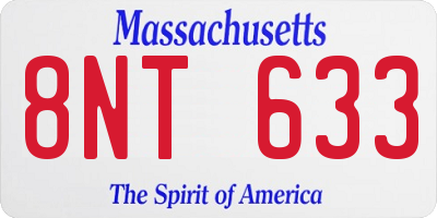 MA license plate 8NT633