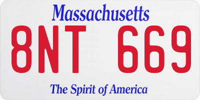 MA license plate 8NT669