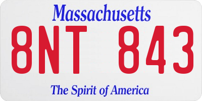 MA license plate 8NT843