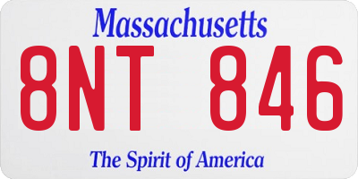 MA license plate 8NT846