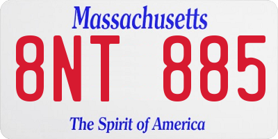 MA license plate 8NT885
