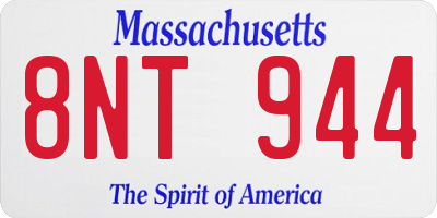 MA license plate 8NT944