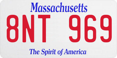 MA license plate 8NT969