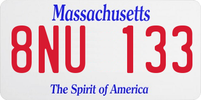 MA license plate 8NU133