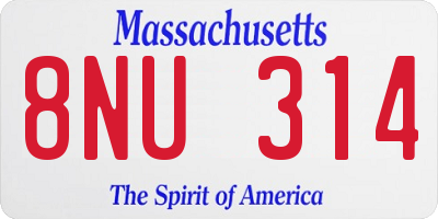 MA license plate 8NU314