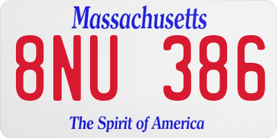 MA license plate 8NU386
