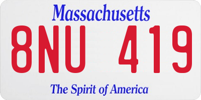 MA license plate 8NU419