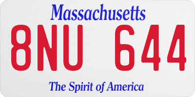 MA license plate 8NU644