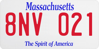 MA license plate 8NV021
