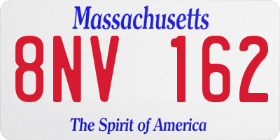MA license plate 8NV162