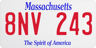 MA license plate 8NV243