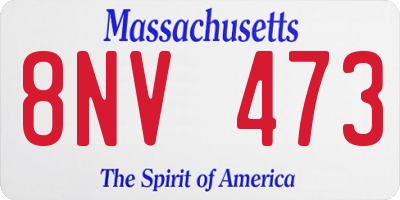 MA license plate 8NV473