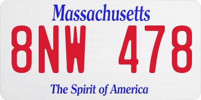 MA license plate 8NW478