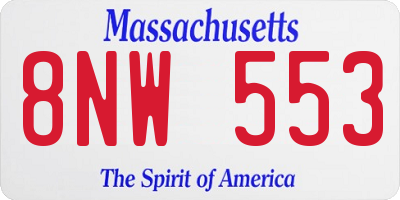 MA license plate 8NW553