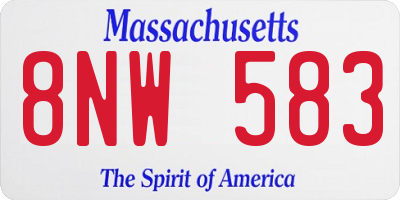 MA license plate 8NW583