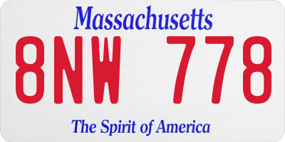 MA license plate 8NW778