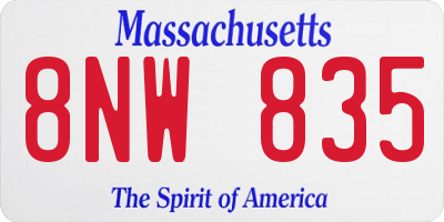MA license plate 8NW835