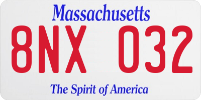 MA license plate 8NX032