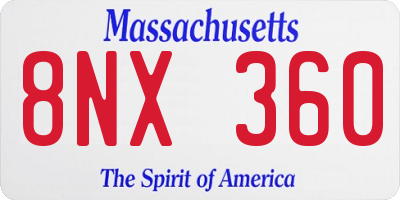 MA license plate 8NX360