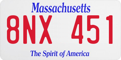 MA license plate 8NX451