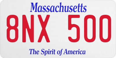 MA license plate 8NX500