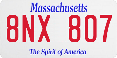 MA license plate 8NX807