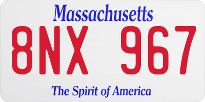 MA license plate 8NX967