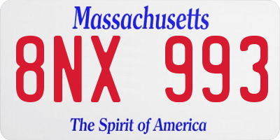 MA license plate 8NX993