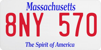 MA license plate 8NY570