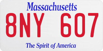 MA license plate 8NY607